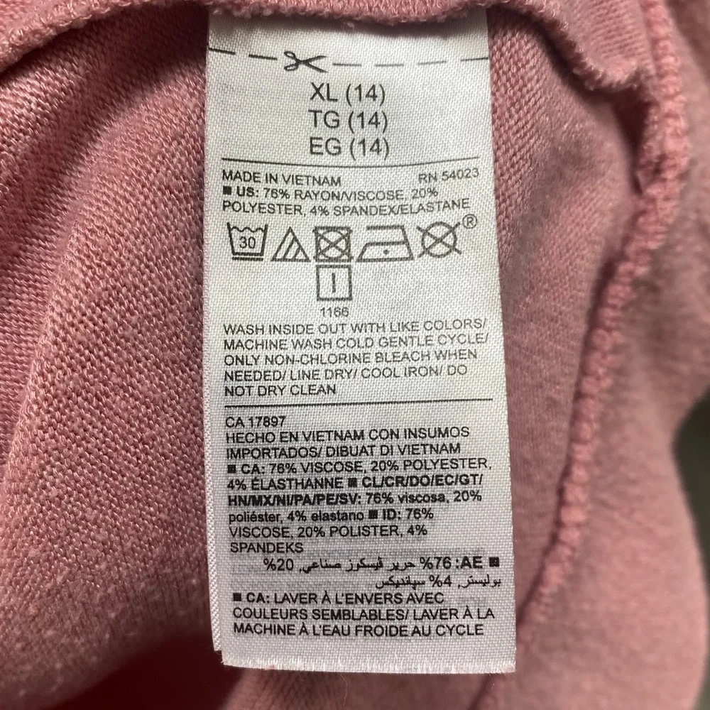 Old Navy, Girls, Pink and White, Lightweight Hoodie, Size XL (14)